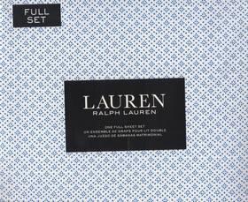 Lauren Ralph 886087435665 Blue Dots 4 Pc Full Sheet Set On White
