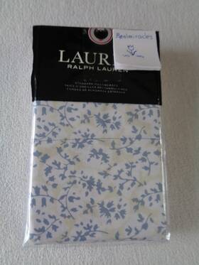 Lauren Ralph 886087451313 New Eva Cream Leaf Standard Pillowcases 150 Cream/blue