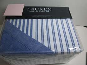 Lauren Ralph 886087460346 New Heath King Duvet Cover Set Blue And White Stripe