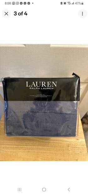 Lauren Ralph 886087460780 Kent Cotton-linen Queen Sheet Set Navy. Brand New Lauren Ralph 886087460780 Kent Cotton-linen Queen Sheet Set Navy. Brand New