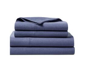 Lauren Ralph 886087466058 Kent Cotton-linen Sheet 4 Pc. Set Cali King Navy Msrp 365