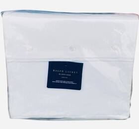 Lauren Ralph 886087466348 100% Linen Solid Queen Extra Deep Fitted Sheet Tuxedo White