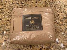 T275 Lauren Ralph The Polo Sheet Twin Fitted 100% Cotton New Old Stock Dark Tan T275 Lauren Ralph The Polo Sheet Twin Fitted 100% Cotton New Old Stock Dark Tan