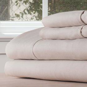 66-mf75s-k-bon Lavish Home Series 1200 King Sheet Set Bone Color 4 Piece Microfiber Soft