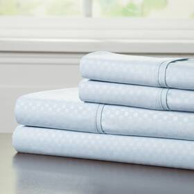 Lavish Home 886511726963 Brushed Microfiber Sheet Set- 3 Piece- Embossed Checkered Bed Linens- Deep Po