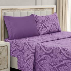 Ldc Lux Decor Collection 715537640512 D Cor Paisley Twin Sheet Set 4 Piece Ultra-soft Microfiber Bed Sheets W