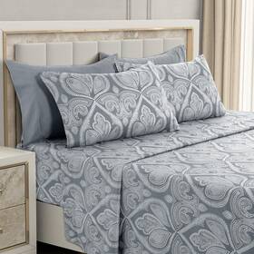 Ldc Lux Decor Collection 715537649669 Paisley King Sheet Set 6 Pc Soft Microfiber Free Sheets - Luxurious Pr Inch Ldc Lux Decor Collection 715537649669 Paisley King Sheet Set 6 Pc Soft Microfiber Free Sheets - Luxurious Pr Inch