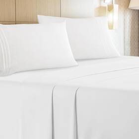 Lh4001 Leluxe Home Queen Sheets Set Of 4-100% Microfiber Size With White Lh4001 Leluxe Home Queen Sheets Set Of 4-100% Microfiber Size With White