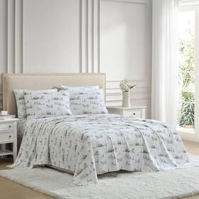 990437076 Lenox Flannel Sheet Set Queen Cottage Neutral