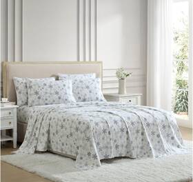 990437137 Lenox Flannel Sheet 6 Pc Set Queen Snow Day New 100% Cotton