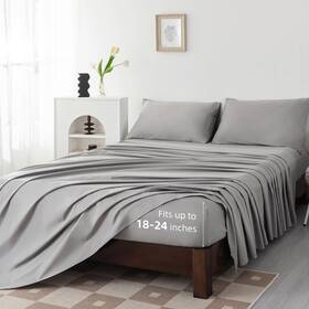 Levoo 759549679955 100% Cotton Sheets King Size Set 18 Inch -24 Extra Deep Pocket