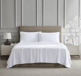 Linen Closet 840380902408 Percale 4piece Sheet Set Queen Arctic White