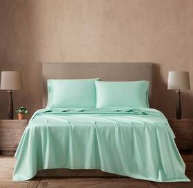 Linen Closet 840380903375 Luxury 300 Thread Count Cotton Sateen 4-piece Sheet Set Full Teal