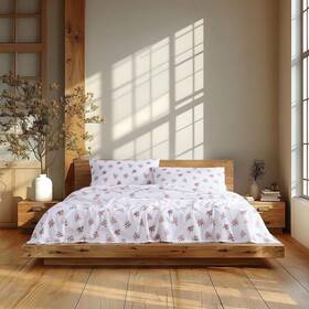 Lc-160gsm-ss-bb-q Linen Closet Soft And Cozy 100% Cotton Flannel Sheet Set Queen Blush Blossom