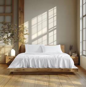 Lc-pe300-ss-wht-fl Linen Closet 300 Thread Count 100% Organic Cotton 4-piece Sheet Set With Naturally Derived