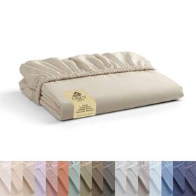 Linen Home 712198594192 100% Cotton Percale Fitted Sheet Twin Size Ivory 1 Deep Pocket