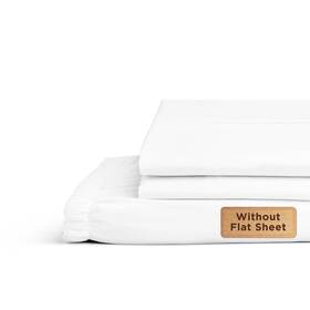 Linen Home 880028905354 100% Cotton Percale Fitted Sheet Set King Size White Deep Pocket