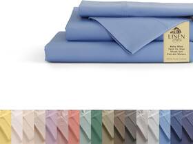 Lh200bbltwxss Linen Home 100% Cotton Percale Sheets Twin Xl Size 05 - Baby Blue