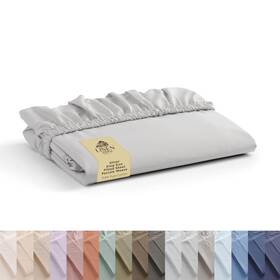 Lh200slvftkn Linen Home 100% Cotton Percale Weave Fitted Sheet King Size Silver 1 Deep Pocket Fitt