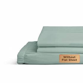 Lh200slvknmss Linen Home 100% Cotton Percale Fitted Sheet Set Twin Size Silver Deep