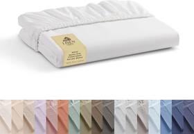 Lh200whtftqn Linen Home 100% Cotton Percale Fitted Sheet Queen Size White 1 Deep Pocket