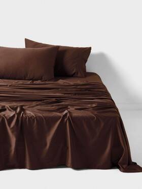 01595n485 Linen House Nara Sheet Set Chocolate - Double