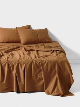 01710l114 Linen House Terra Organic Cotton Sheet Set Cinnamon - King