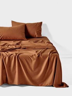 01710m027 Linen House Surf Wash Sheet Set Rust - King 01710m027 Linen House Surf Wash Sheet Set Rust - King