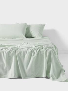 01710m563 Linen House Flannelette Plain-dyed Sheet Set Mist - King