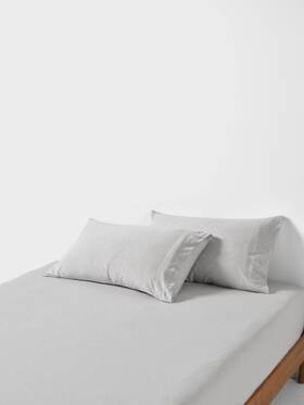 01898m548 Linen House Ryland Fitted Sheet Pillowcase Set Grey - Double