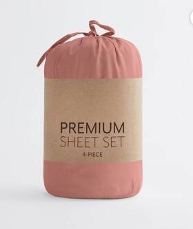 4pcsolid Linen Market Premium 4-piece Sheets Set Ultra Soft - Clay Color- Cal King Brand New
