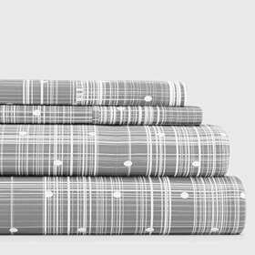 Linen Market 816651022274 4 Piece Sheet Set Patterned King Polkadot Gray
