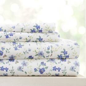 Linen Market 816651027385 4 Piece Cal King Bedding Sheet Set Light Blue Floral - Sleep Better Than Ev