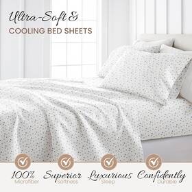 Linen Market 816651028320 Patterned Microfiber King Sheet Set 4 Piece-soft Floral Light Blue