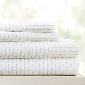 Bc-4pc-bea-queen-lgray Linen Market Patterned Microfiber Queen Sheet Beaded Arrows Light Gray Bc-4pc-bea-queen-lgray Linen Market Patterned Microfiber Queen Sheet Beaded Arrows Light Gray