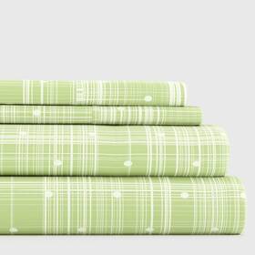 Ieh-4pc-pok-queen-mo Linen Market 4 Piece Queen Bedding Sheet Set Moss Polka - Sleep Better Than Ever With Th
