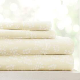 Lm-4pc-2-2 Linen Market Double-brushed Patterned Microfiber King Wheatfield Ivory