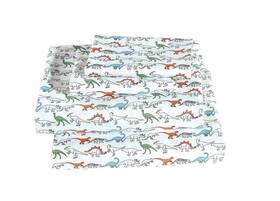 Linen Plus 665752455708 Sheet Set For Boys/teens Dinosaurs Rhino Jurassic Orange Blue Gree