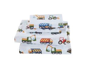 Linen Plus 665752461334 Sheet Set For Kids Construction Tractors Excavators Loaders Dump T