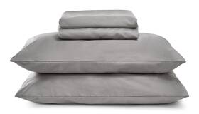Linenbundle 060970215755 Luxury Sateen Sheet Set - Includes Flat Grey Pattern Solid Twin