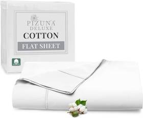 Linens 313049695688 Pure 100% Cotton Flat Sheets Only Queen White 1 Pc 600 Thread Count Long Stap