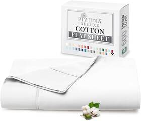 Linens 744110572872 Pure 100% Cotton Flat Sheets Only King White 1 Pc 600 Thread Count Long Stapl
