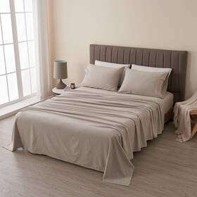 Linery & Co. 192020228509 And Luxurious Heathered Cotton Flannel Solid Sheet Set