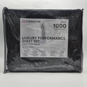 734-4841 Liz Claiborne Queen Blackened Pearl Luxury Performance Sheet Set 1000 Tc