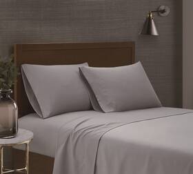 London Fog 783048179043 Garment Washed Solid Sheet Set Grey Microfiber 4-piece King