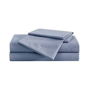 91927256 London Fog Twin Xl 3pc Garment Wash Solid Sheet Set Blue Microfiber