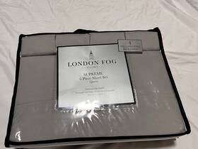 Ss9055ssqn-4706 London Fog Supreme 6 Piece Queen Sheet Set Oversized Flat Sheets Gray