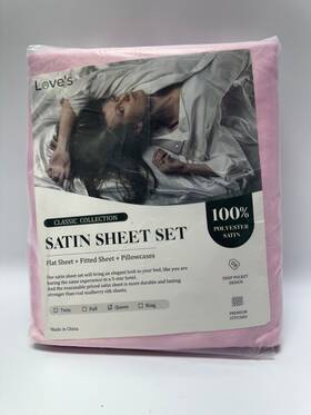 Cca22a1psjtcpiqu Loves Cabin Satin Queen Sheets Set - 4 Piece Pink Silky Bed