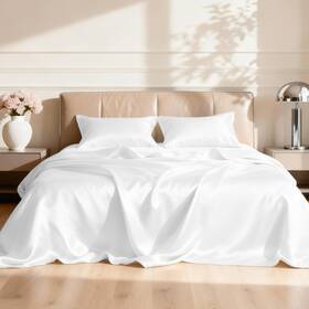 Cca22a1psjtcw1fu Loves Cabin Full Size Satin Sheet Sets - 4 Piece White Silky Set With De Cca22a1psjtcw1fu Loves Cabin Full Size Satin Sheet Sets - 4 Piece White Silky Set With De