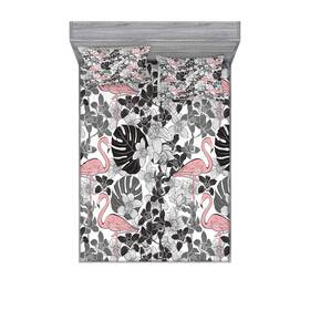 Lunarable 682438829877 Flamingo Fitted Sheet And Pillow Sham Set Flamingos Pattern Leaves Flowers Lunarable 682438829877 Flamingo Fitted Sheet And Pillow Sham Set Flamingos Pattern Leaves Flowers